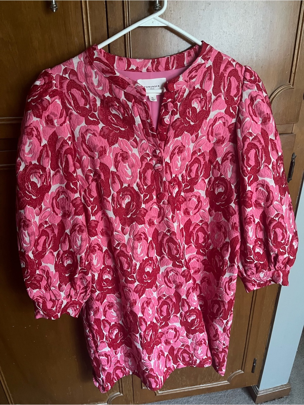 Tuckernuck Pink and Fuchsia Floral Puff-Sleeve Blouse